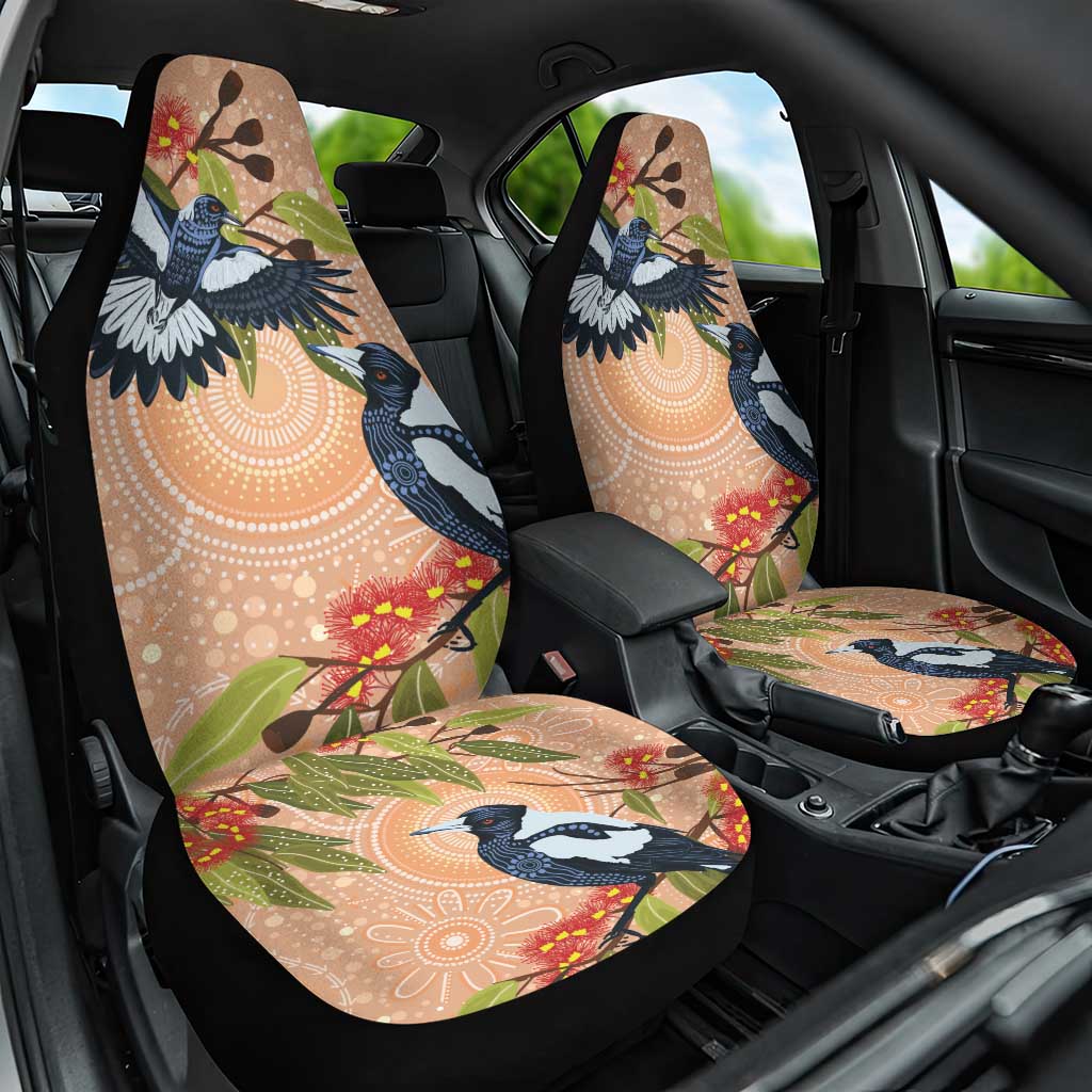 Magpies On Eucalyptus Australia Aboriginal Car Seat Cover - Aussie Hoodie