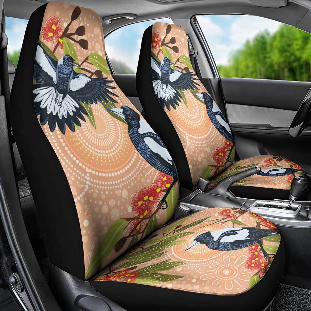 Magpies On Eucalyptus Australia Aboriginal Car Seat Cover - Aussie Hoodie