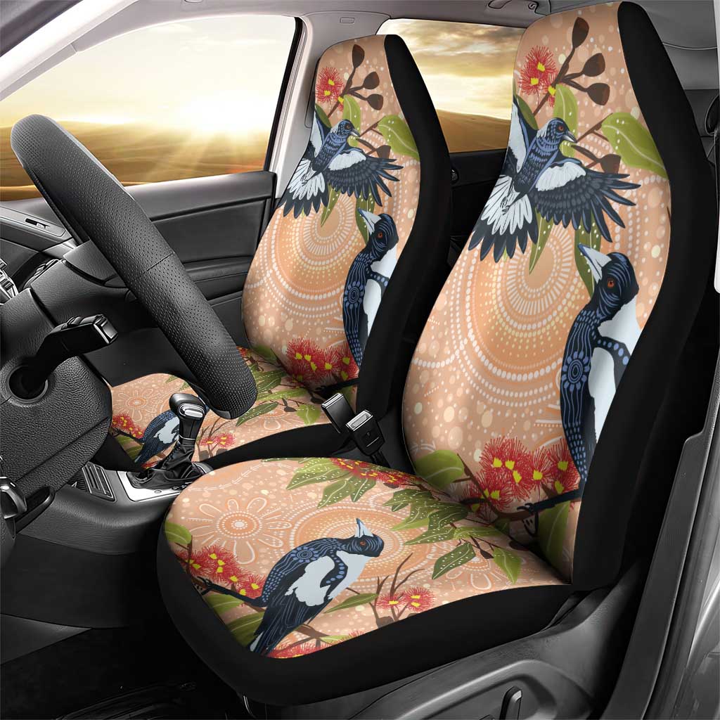 Magpies On Eucalyptus Australia Aboriginal Car Seat Cover - Aussie Hoodie