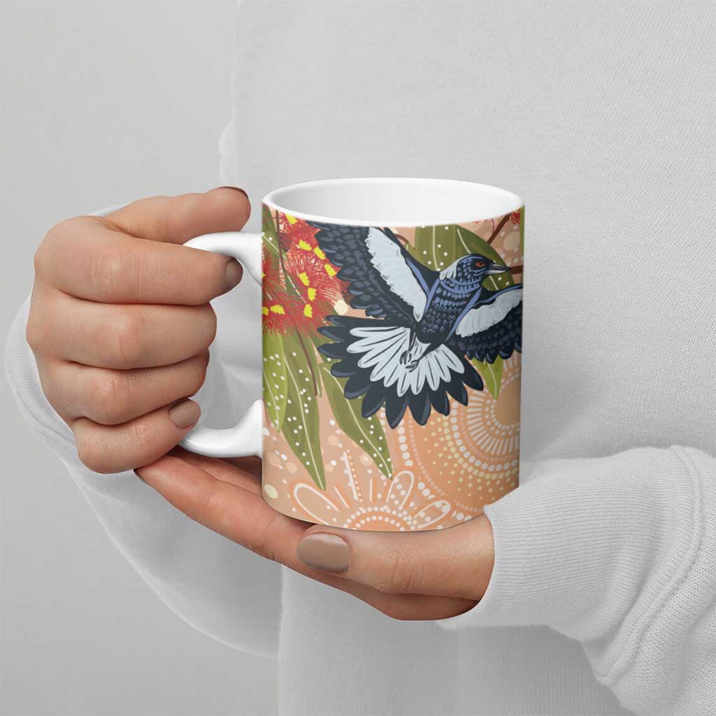 Magpies On Eucalyptus Australia Aboriginal Ceramic Mug - Aussie Hoodie
