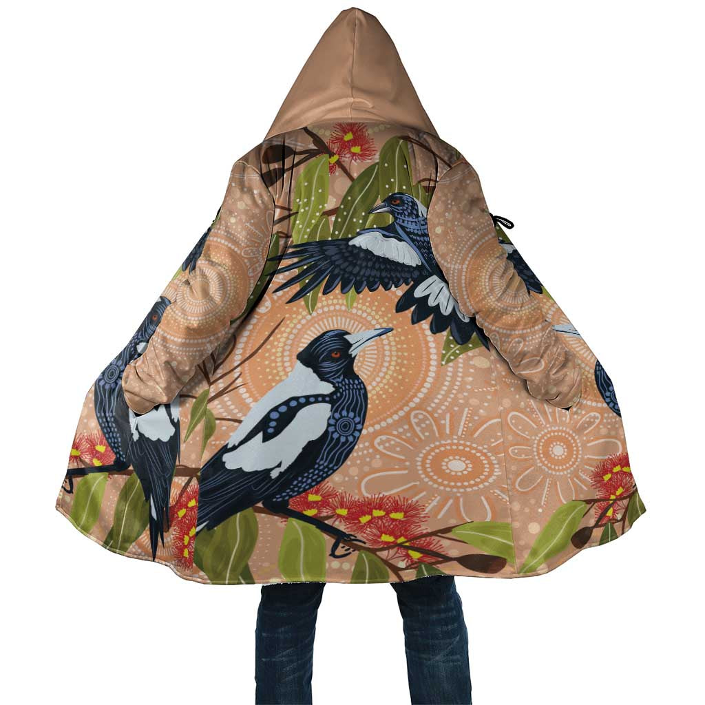 Magpies On Eucalyptus Australia Aboriginal Cloak - Aussie Hoodie