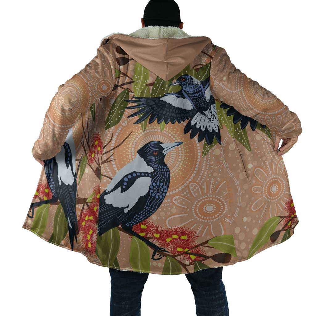 Magpies On Eucalyptus Australia Aboriginal Cloak - Aussie Hoodie