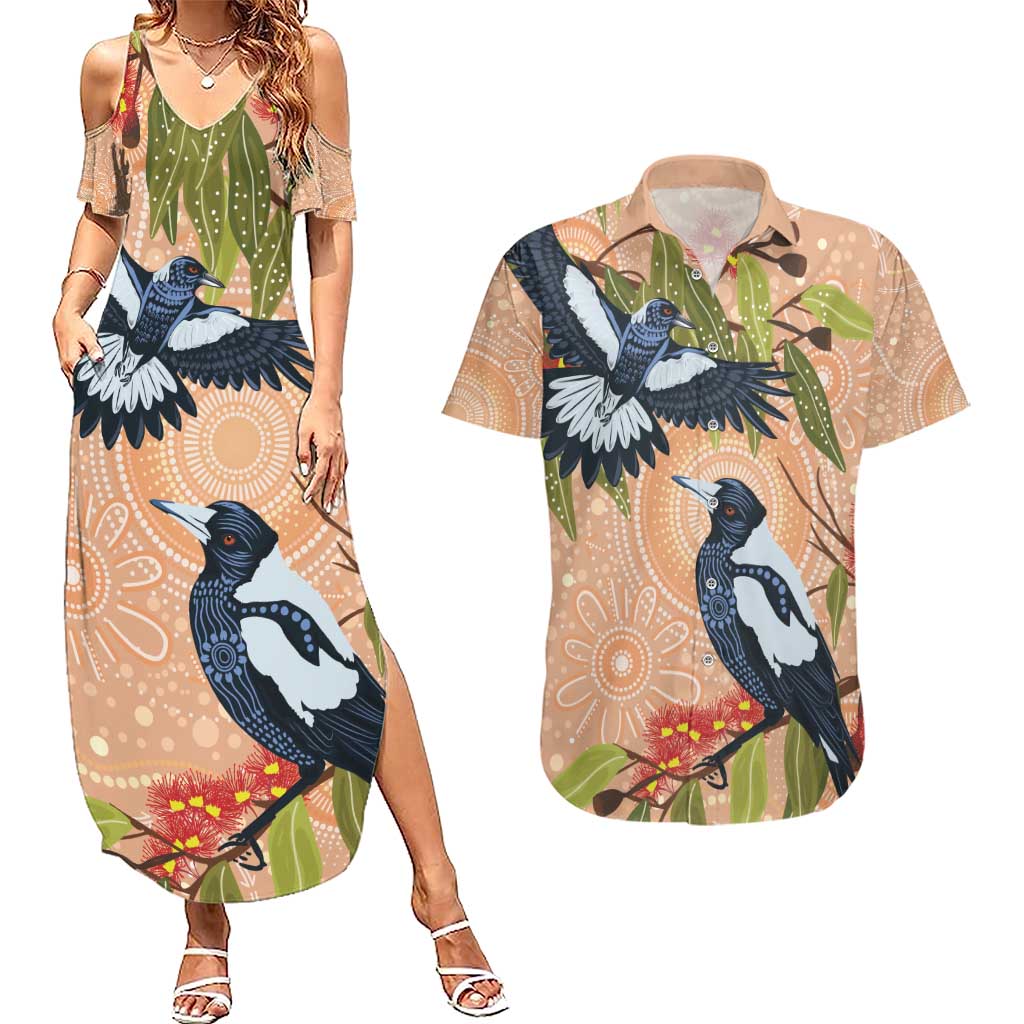 Magpies On Eucalyptus Australia Aboriginal Couples Matching Summer Maxi Dress and Hawaiian Shirt - Aussie Hoodie