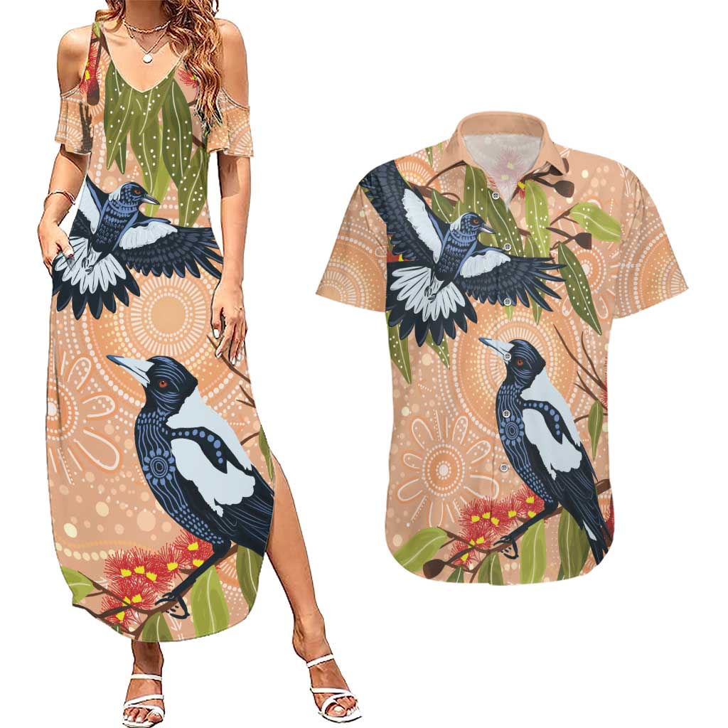 Magpies On Eucalyptus Australia Aboriginal Couples Matching Summer Maxi Dress and Hawaiian Shirt - Aussie Hoodie