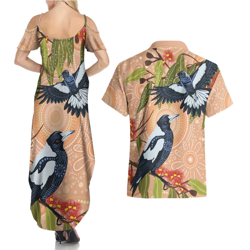 Magpies On Eucalyptus Australia Aboriginal Couples Matching Summer Maxi Dress and Hawaiian Shirt - Aussie Hoodie