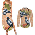Magpies On Eucalyptus Australia Aboriginal Couples Matching Summer Maxi Dress and Long Sleeve Button Shirt - Aussie Hoodie
