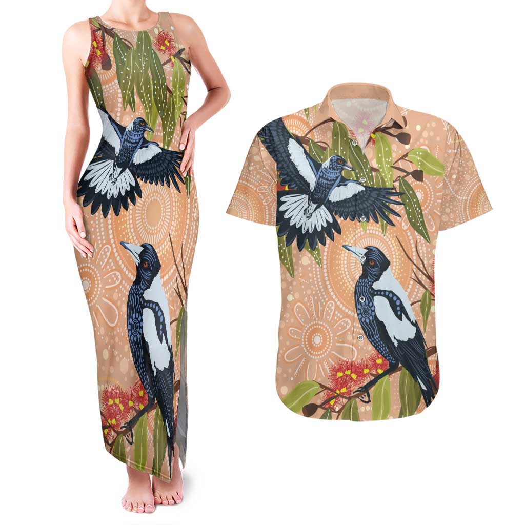 Magpies On Eucalyptus Australia Aboriginal Couples Matching Tank Maxi Dress and Hawaiian Shirt - Aussie Hoodie