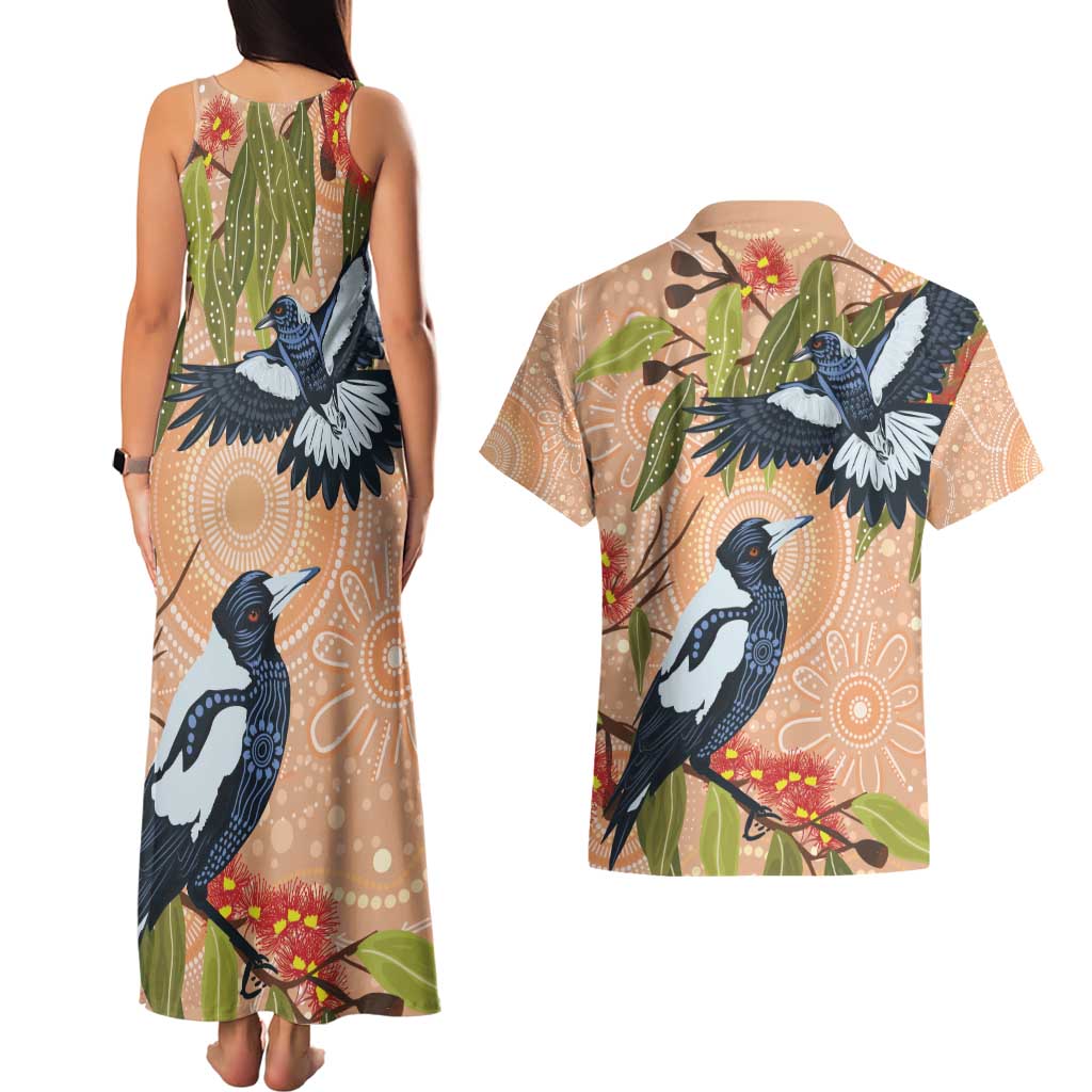 Magpies On Eucalyptus Australia Aboriginal Couples Matching Tank Maxi Dress and Hawaiian Shirt - Aussie Hoodie