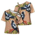 Magpies On Eucalyptus Australia Aboriginal Cross Shoulder Shirt - Aussie Hoodie