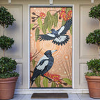 Magpies On Eucalyptus Australia Aboriginal Door Cover - Aussie Hoodie