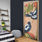 Magpies On Eucalyptus Australia Aboriginal Door Cover - Aussie Hoodie