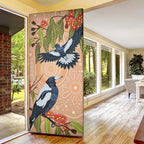 Magpies On Eucalyptus Australia Aboriginal Door Cover - Aussie Hoodie