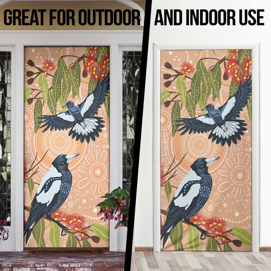 Magpies On Eucalyptus Australia Aboriginal Door Cover - Aussie Hoodie