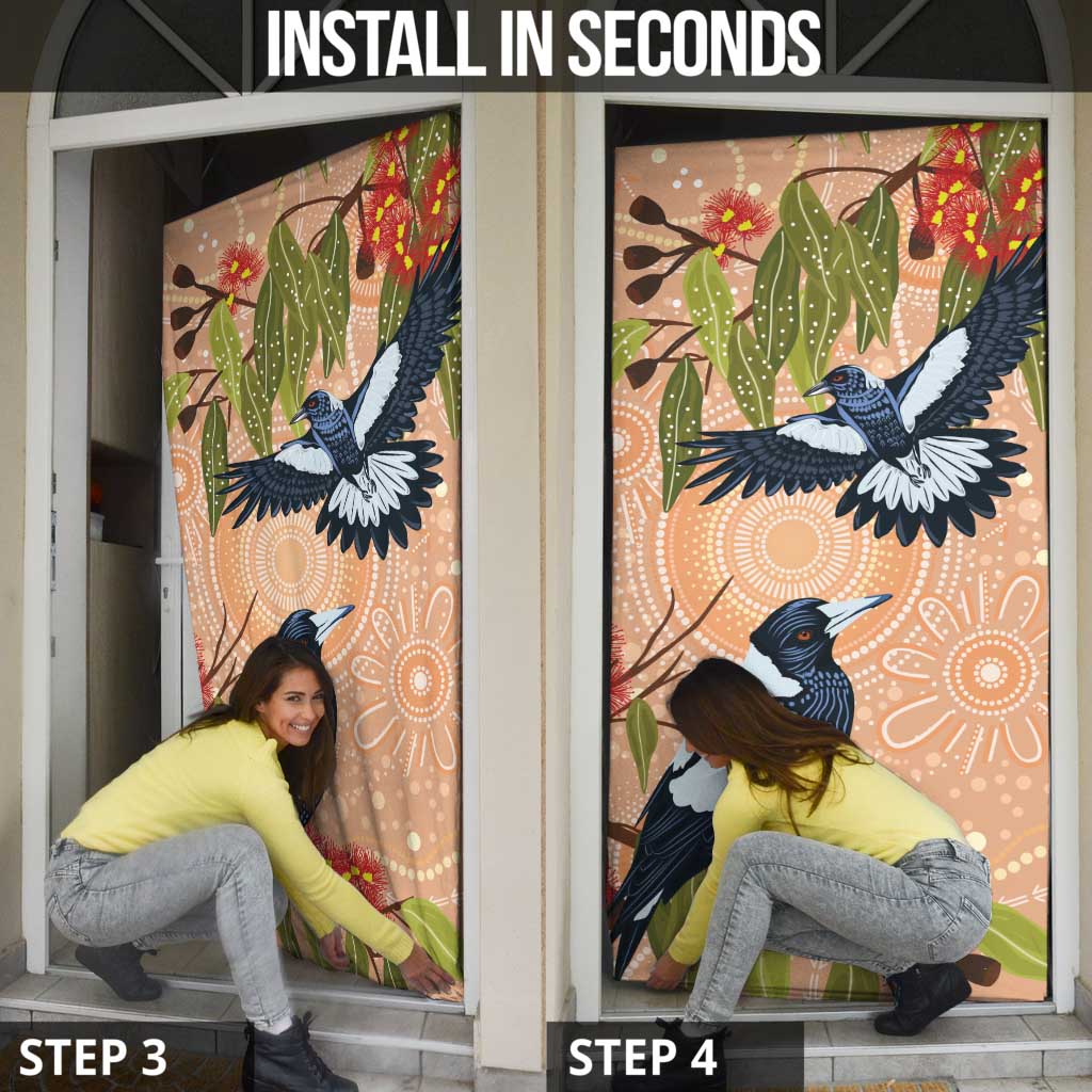 Magpies On Eucalyptus Australia Aboriginal Door Cover - Aussie Hoodie