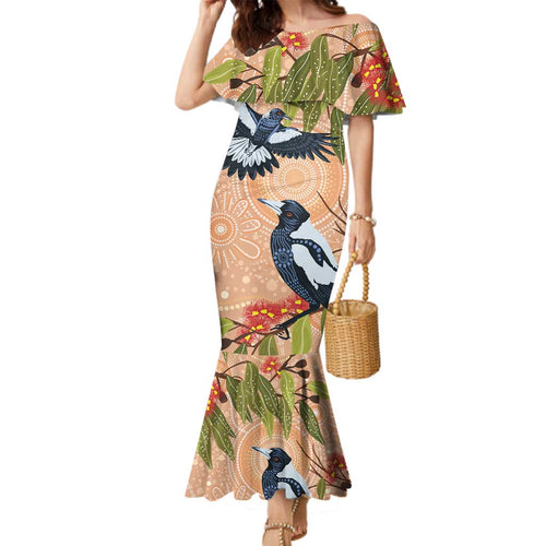Magpies On Eucalyptus Australia Aboriginal Family Matching Mermaid Dress and Hawaiian Shirt - Aussie Hoodie