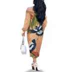 Magpies On Eucalyptus Australia Aboriginal Family Matching Off The Shoulder Long Sleeve Dress and Hawaiian Shirt - Aussie Hoodie