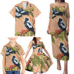 Magpies On Eucalyptus Australia Aboriginal Family Matching Puletasi and Hawaiian Shirt - Aussie Hoodie