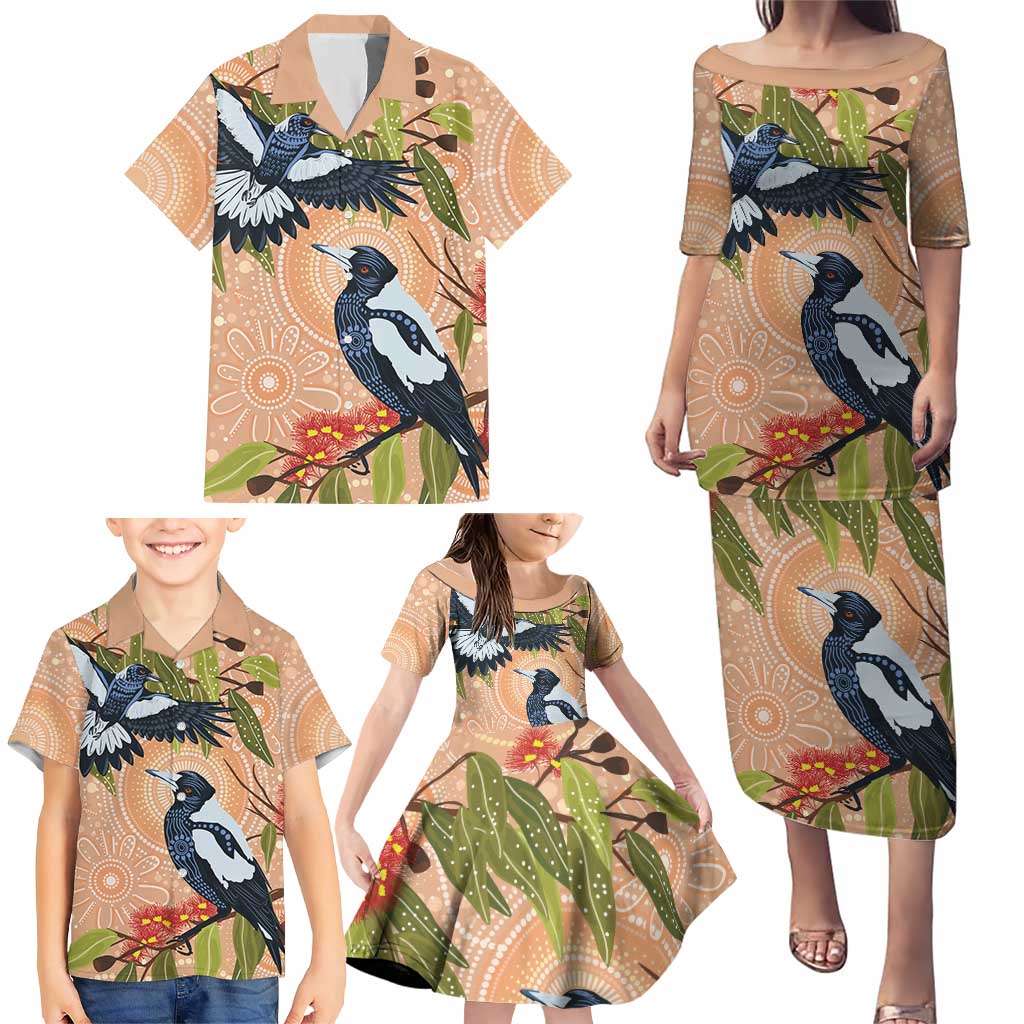 Magpies On Eucalyptus Australia Aboriginal Family Matching Puletasi and Hawaiian Shirt - Aussie Hoodie