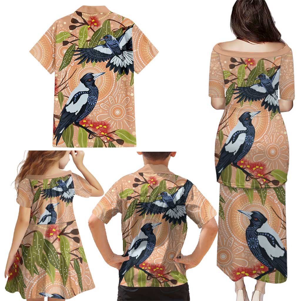 Magpies On Eucalyptus Australia Aboriginal Family Matching Puletasi and Hawaiian Shirt - Aussie Hoodie