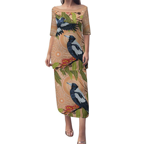 Magpies On Eucalyptus Australia Aboriginal Family Matching Puletasi and Hawaiian Shirt - Aussie Hoodie
