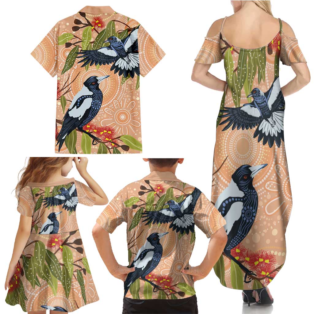 Magpies On Eucalyptus Australia Aboriginal Family Matching Summer Maxi Dress and Hawaiian Shirt - Aussie Hoodie