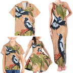 Magpies On Eucalyptus Australia Aboriginal Family Matching Tank Maxi Dress and Hawaiian Shirt - Aussie Hoodie
