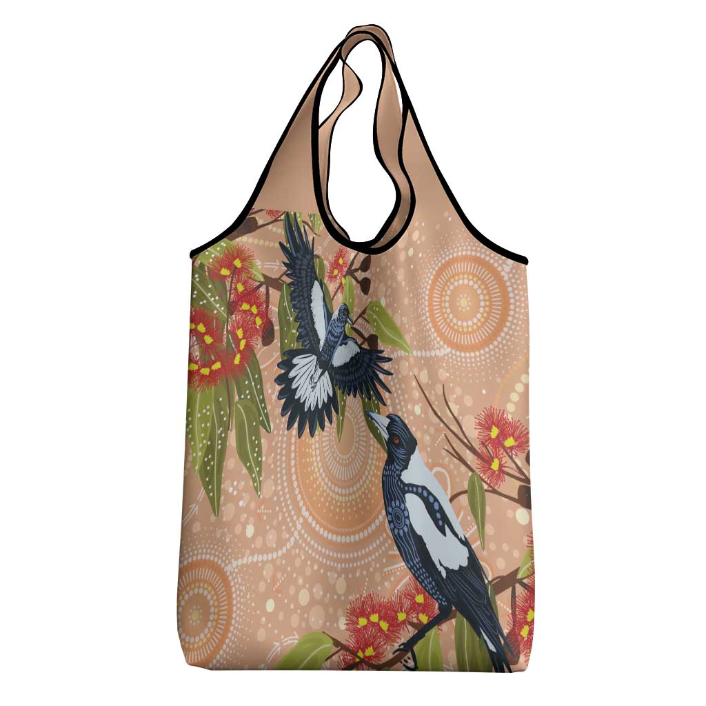 Magpies On Eucalyptus Australia Aboriginal Grocery Bag - Aussie Hoodie