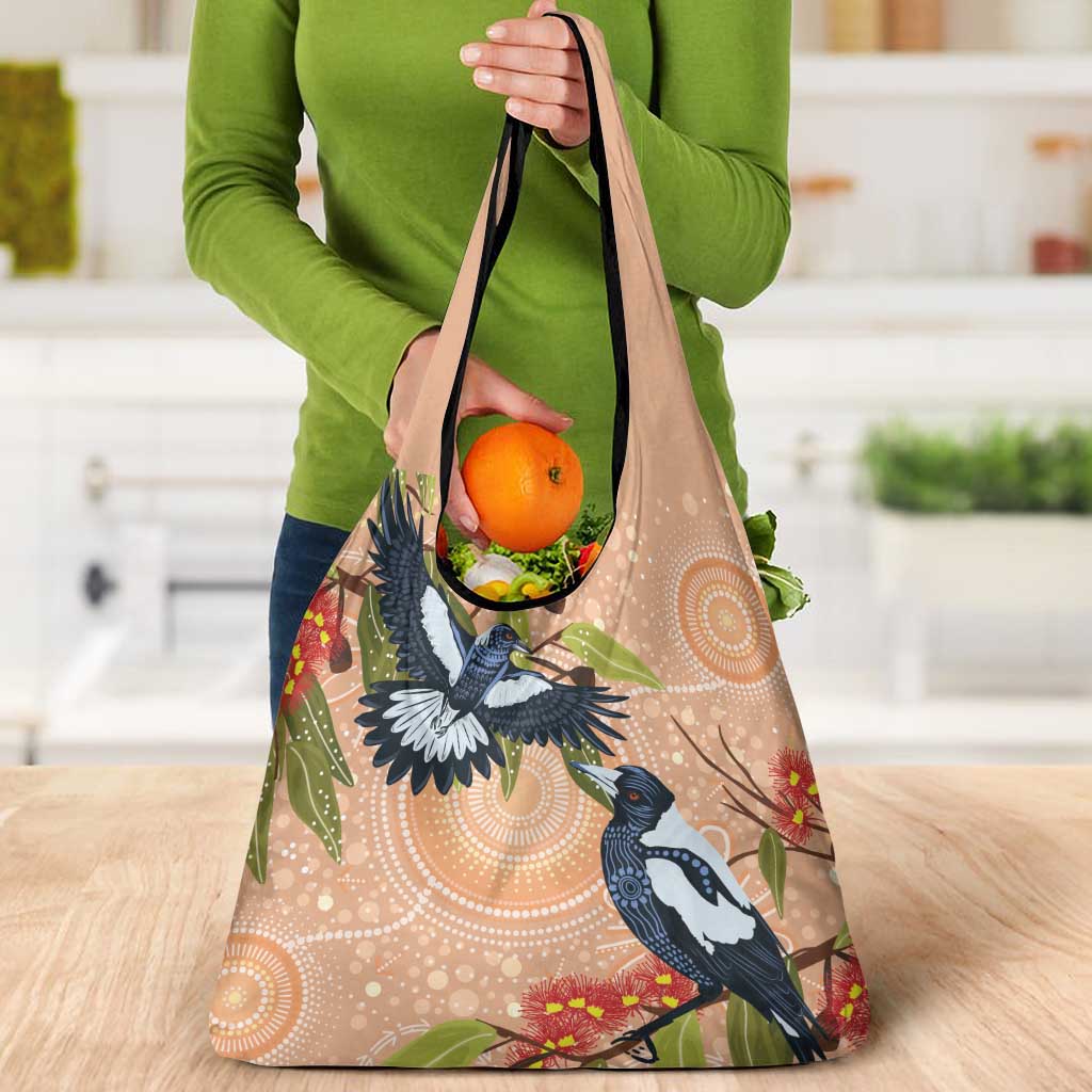 Magpies On Eucalyptus Australia Aboriginal Grocery Bag - Aussie Hoodie