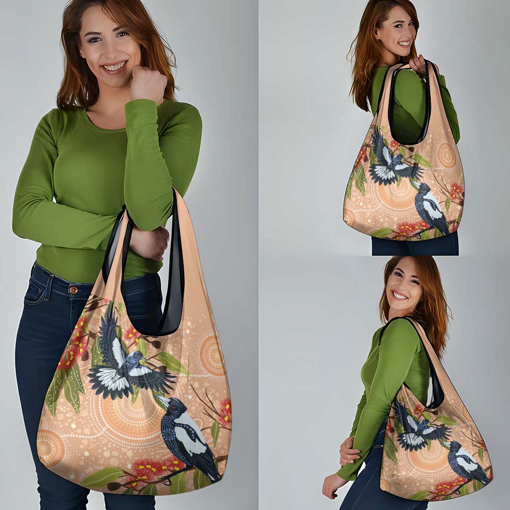 Magpies On Eucalyptus Australia Aboriginal Grocery Bag - Aussie Hoodie