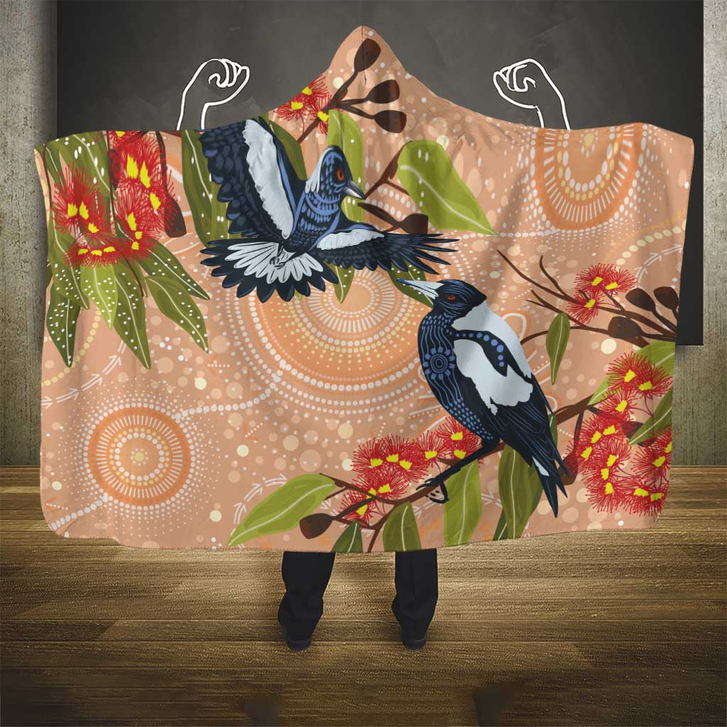 Magpies On Eucalyptus Australia Aboriginal Hooded Blanket - Aussie Hoodie