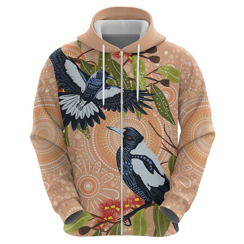 Magpies On Eucalyptus Australia Aboriginal Hoodie - Aussie Hoodie
