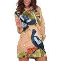 Magpies On Eucalyptus Australia Aboriginal Hoodie Dress - Aussie Hoodie