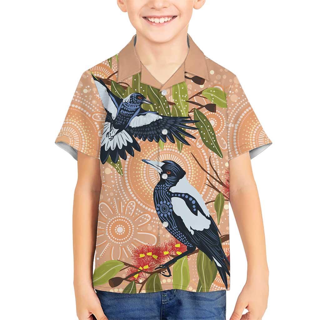 Magpies On Eucalyptus Australia Aboriginal Kid Hawaiian Shirt - Aussie Hoodie