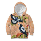Magpies On Eucalyptus Australia Aboriginal Kid Hoodie - Aussie Hoodie