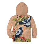 Magpies On Eucalyptus Australia Aboriginal Kid Hoodie - Aussie Hoodie