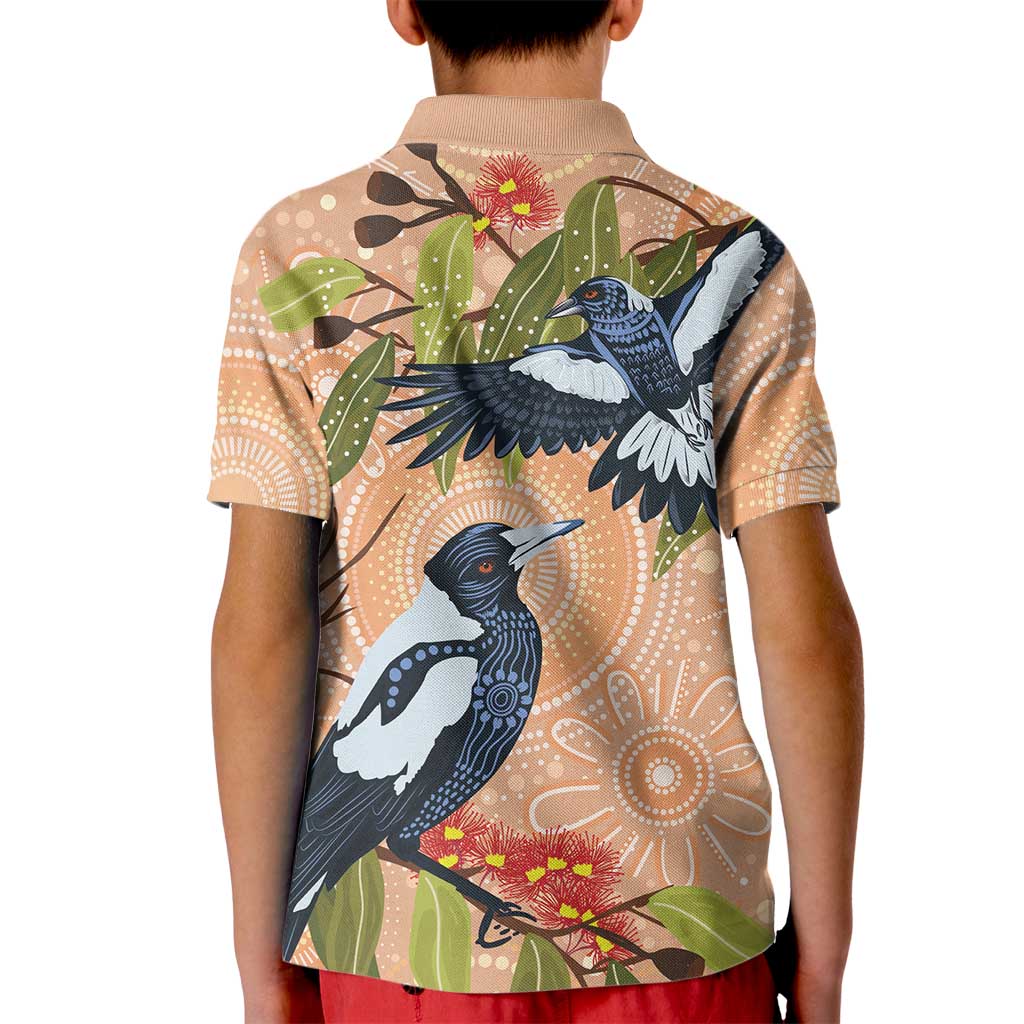 Magpies On Eucalyptus Australia Aboriginal Kid Polo Shirt - Aussie Hoodie