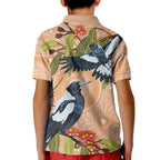 Magpies On Eucalyptus Australia Aboriginal Kid Polo Shirt - Aussie Hoodie