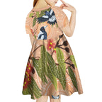 Magpies On Eucalyptus Australia Aboriginal Kid Short Sleeve Dress - Aussie Hoodie