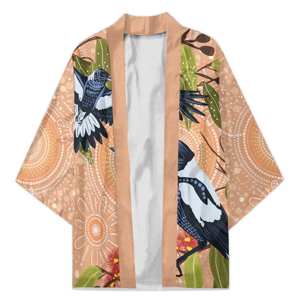Magpies On Eucalyptus Australia Aboriginal Kimono - Aussie Hoodie