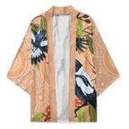 Magpies On Eucalyptus Australia Aboriginal Kimono - Aussie Hoodie