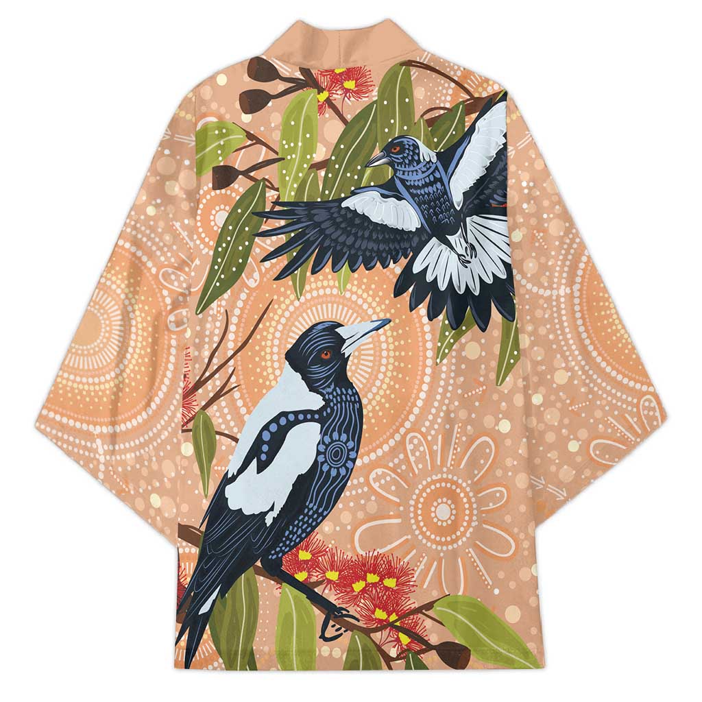 Magpies On Eucalyptus Australia Aboriginal Kimono - Aussie Hoodie
