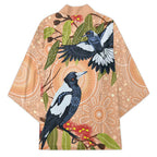 Magpies On Eucalyptus Australia Aboriginal Kimono - Aussie Hoodie