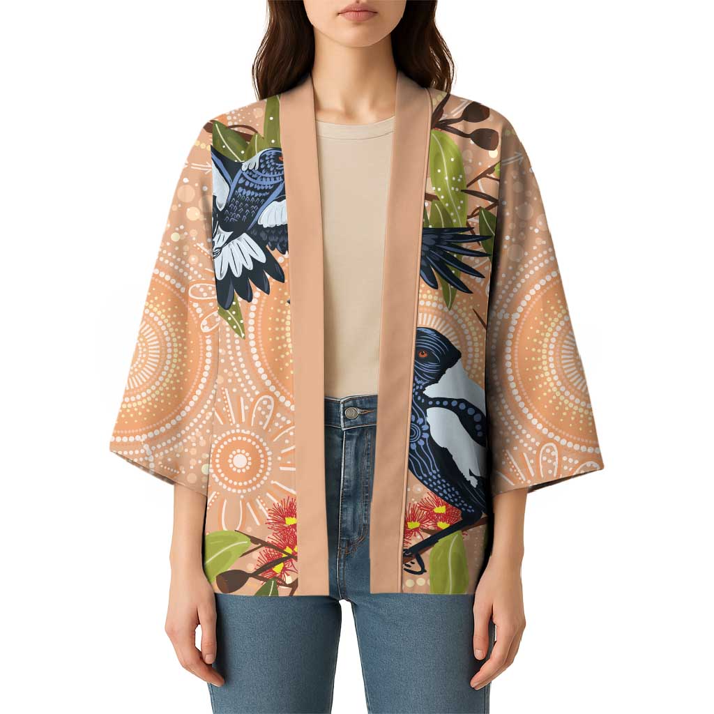 Magpies On Eucalyptus Australia Aboriginal Kimono - Aussie Hoodie