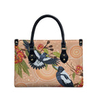 Magpies On Eucalyptus Australia Aboriginal Leather Bag - Aussie Hoodie
