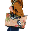 Magpies On Eucalyptus Australia Aboriginal Leather Tote Bag - Aussie Hoodie
