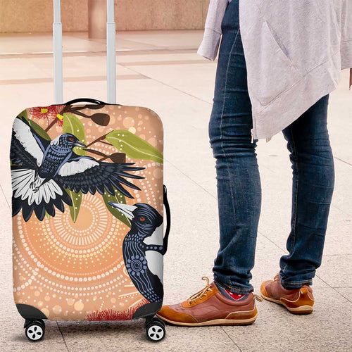 Magpies On Eucalyptus Australia Aboriginal Luggage Cover - Aussie Hoodie
