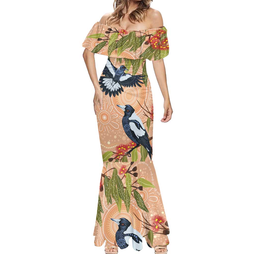 Magpies On Eucalyptus Australia Aboriginal Mermaid Dress - Aussie Hoodie