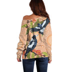 Magpies On Eucalyptus Australia Aboriginal Off Shoulder Sweater - Aussie Hoodie