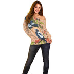 Magpies On Eucalyptus Australia Aboriginal Off Shoulder Sweater - Aussie Hoodie