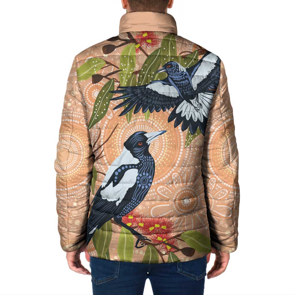 Magpies On Eucalyptus Australia Aboriginal Padded Jacket - Aussie Hoodie